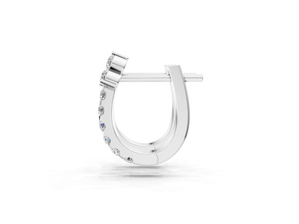 White gold Round Cut Diamond Pavé Huggie Hoop Earrings