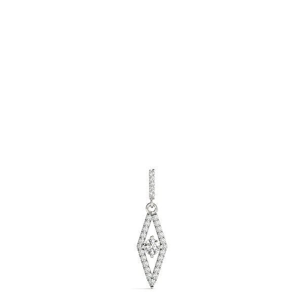 Silver Round Cut Diamond Pavé Marquise Pendant