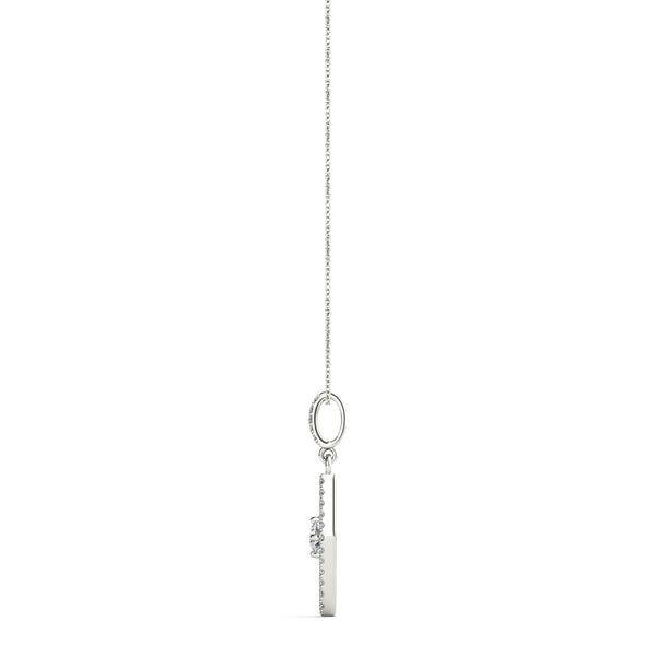 Silver Round Cut Diamond Pavé Marquise Pendant