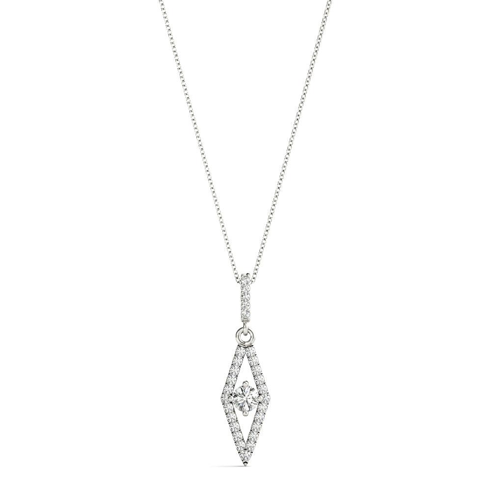White gold Round Cut Diamond Pavé Marquise Pendant