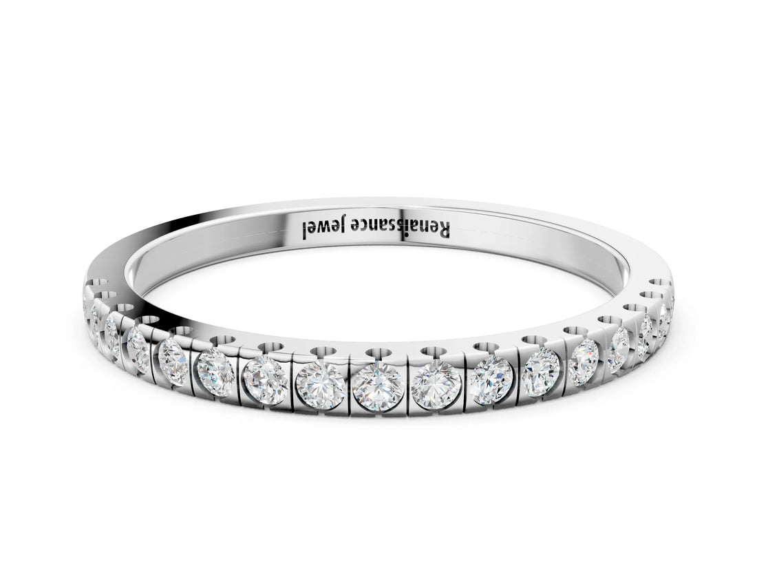 White gold Round Cut Diamond Pavé Set Eternity Band_12