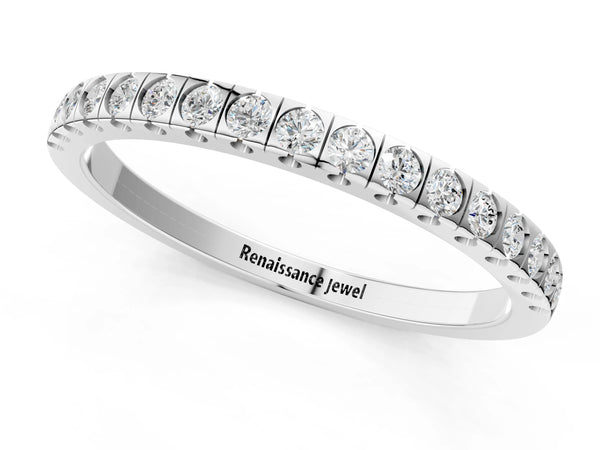 Platinum Round Cut Diamond Pavé Set Eternity Band