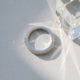 White gold Round Cut Diamond Pavé Set Milgrain Edge Eternity Band_43