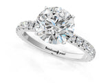 White gold Round Cut Diamond Pavé Solitaire Engagement Ring with Four-Prong Setting_152