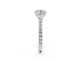 White gold Round Cut Diamond Pavé Solitaire Engagement Ring with Four-Prong Setting_153