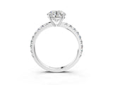 White gold Round Cut Diamond Pavé Solitaire Engagement Ring with Four-Prong Setting_154