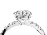 White gold Round Cut Diamond Pavé Solitaire Engagement Ring with Four-Prong Setting_156