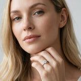 White gold Round Cut Diamond Pavé Solitaire Engagement Ring with Four-Prong Setting_164