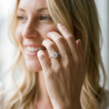 White gold Round Cut Diamond Pavé Solitaire Engagement Ring with Four-Prong Setting_166