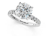White gold Round Cut Diamond Pavé Solitaire Ring with Round Band and Prong Setting_17