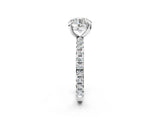 White gold Round Cut Diamond Pavé Solitaire Ring with Round Band and Prong Setting_18