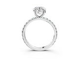 White gold Round Cut Diamond Pavé Solitaire Ring with Round Band and Prong Setting_19