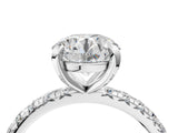 White gold Round Cut Diamond Pavé Solitaire Ring with Round Band and Prong Setting_20