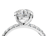 White gold Round Cut Diamond Pavé Solitaire Ring with Round Band and Prong Setting_44