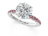 White gold Round Cut Diamond Pave Band Solitaire Ring with Round with Morganite side stone and Prong Setting_1