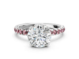 White gold Round Cut Diamond Pave Band Solitaire Ring with Round with Morganite side stone and Prong Setting_24