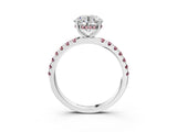 White gold Round Cut Diamond Pave Band Solitaire Ring with Round with Morganite side stone and Prong Setting_3