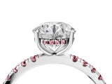 White gold Round Cut Diamond Pave Band Solitaire Ring with Round with Morganite side stone and Prong Setting_4