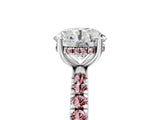 White gold Round Cut Diamond Pave Band Solitaire Ring with Round with Morganite side stone and Prong Setting_5