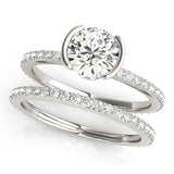 White gold Round Cut Diamond Pave Band Tension Setting Engagement Ring