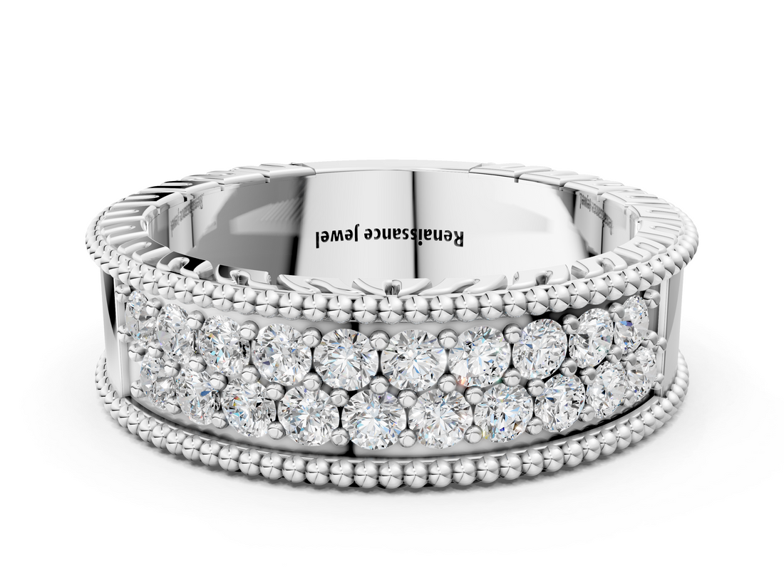 White gold Round Cut Diamond Pave Eternity Band with Bead Prong Setting_29