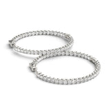White gold Round Cut Diamond Pave Hoop Earrings with Shared Prong Setting 1