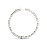 White gold Round Cut Diamond Pave Hoop Earrings with Shared Prong Setting 2