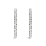 White gold Round Cut Diamond Pave Hoop Earrings with Shared Prong Setting 3