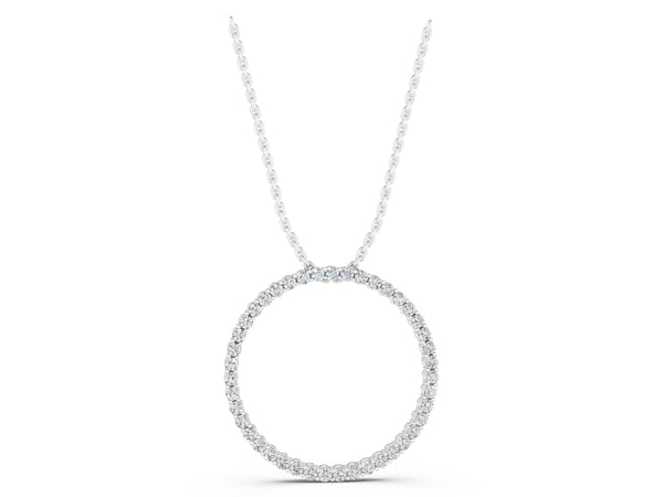 White gold Round Cut Diamond Prong Set Eternity Pendant