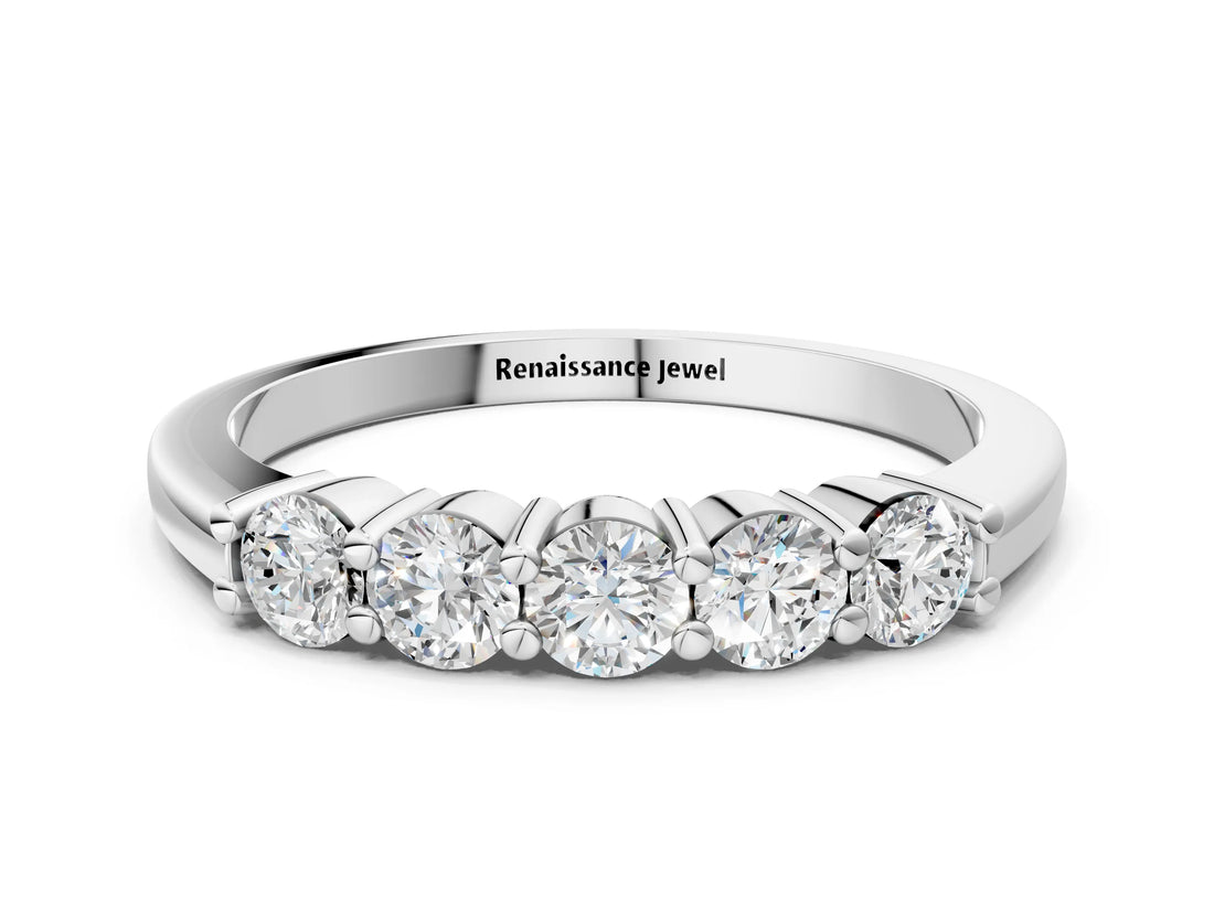 White gold Round Cut Diamond Prong Set Half-Eternity Band_12