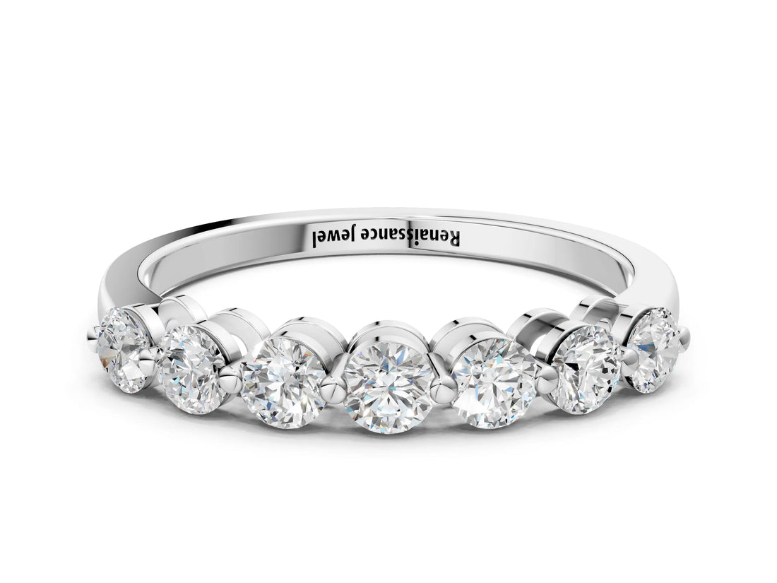 White gold Round Cut Diamond Prong Set Half Eternity Band_2