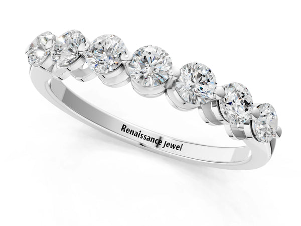 White gold Round Cut Diamond Prong Set Half Eternity Band