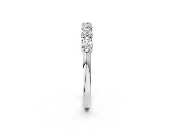 Platinum Round Cut Diamond Prong Set Half Eternity Band
