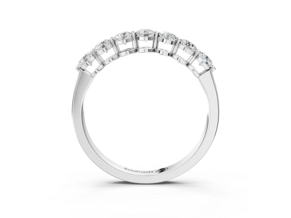 Platinum Round Cut Diamond Prong Set Half Eternity Band