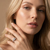 White gold Round Cut Diamond Prong Setting with Side Stones on a Pave Band_161