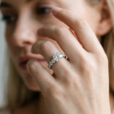 White gold Round Cut Diamond Prong Setting with Side Stones on a Pave Band_166