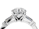 White gold Round Cut Diamond Ring with Baguette Side Stones, Channel Set Band, and Four-Prong Setting_27