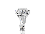White gold Round Cut Diamond Ring with Baguette Side Stones, Channel Set Band, and Four-Prong Setting_28
