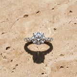 White gold Round Cut Diamond Ring with Marquise and Round  Side Stones and Four-Prong Setting_16