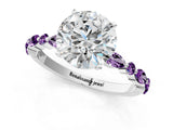 White gold Round Cut Diamond Ring with Marquise and Round with Amethyst side stone Side Stones and Four-Prong Setting_25