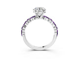 White gold Round Cut Diamond Ring with Marquise and Round with Amethyst side stone Side Stones and Four-Prong Setting_27