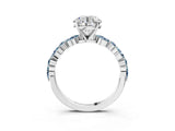 White gold Round Cut Diamond Ring with Marquise and Round with Aquamarine side stone Side Stones and Four-Prong Setting_27