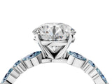 White gold Round Cut Diamond Ring with Marquise and Round with Aquamarine side stone Side Stones and Four-Prong Setting_28