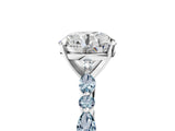 White gold Round Cut Diamond Ring with Marquise and Round with Aquamarine side stone Side Stones and Four-Prong Setting_29