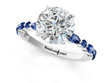 White gold Round Cut Diamond Ring with Marquise and Round with Blue Sapphire side stone Side Stones and Four-Prong Setting_61