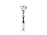 White gold Round Cut Diamond Ring with Marquise and Round with Blue Sapphire side stone Side Stones and Four-Prong Setting_62