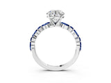 White gold Round Cut Diamond Ring with Marquise and Round with Blue Sapphire side stone Side Stones and Four-Prong Setting_63