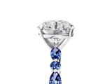 White gold Round Cut Diamond Ring with Marquise and Round with Blue Sapphire side stone Side Stones and Four-Prong Setting_65