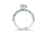 White gold Round Cut Diamond Ring with Marquise and Round with Blue Topaz side stone Side Stones and Four-Prong Setting_39