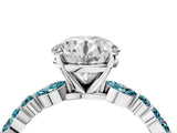 White gold Round Cut Diamond Ring with Marquise and Round with Blue Topaz side stone Side Stones and Four-Prong Setting_40